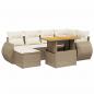 Preview: 7-tlg. Garten-Sofagarnitur mit Kissen Beige Poly Rattan