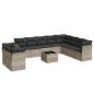 Preview: 11-tlg. Garten-Sofagarnitur mit Kissen Hellgrau Poly Rattan
