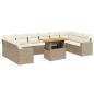 Preview: 11-tlg. Garten-Sofagarnitur mit Kissen Beige Poly Rattan