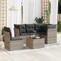 Preview: ARDEBO.de - 6-tlg. Garten-Sofagarnitur mit Kissen Hellgrau Poly Rattan