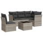 Preview: 6-tlg. Garten-Sofagarnitur mit Kissen Hellgrau Poly Rattan