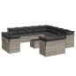 Preview: 14-tlg. Garten-Sofagarnitur mit Kissen Hellgrau Poly Rattan