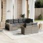 Preview: ARDEBO.de - 10-tlg. Garten-Sofagarnitur mit Kissen Hellgrau Poly Rattan