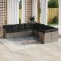 Preview: ARDEBO.de - 10-tlg. Garten-Sofagarnitur mit Kissen Hellgrau Poly Rattan
