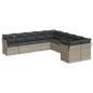 Preview: 10-tlg. Garten-Sofagarnitur mit Kissen Hellgrau Poly Rattan