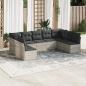 Preview: ARDEBO.de - 9-tlg. Garten-Sofagarnitur mit Kissen Hellgrau Poly Rattan