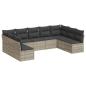 Preview: 9-tlg. Garten-Sofagarnitur mit Kissen Hellgrau Poly Rattan