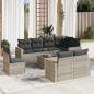 Preview: ARDEBO.de - 9-tlg. Garten-Sofagarnitur mit Kissen Hellgrau Poly Rattan