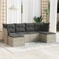 Preview: ARDEBO.de - 6-tlg. Garten-Sofagarnitur mit Kissen Hellgrau Poly Rattan