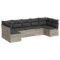 Preview: 7-tlg. Garten-Sofagarnitur mit Kissen Hellgrau Poly Rattan