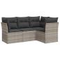 Preview: 4-tlg. Garten-Sofagarnitur mit Kissen Hellgrau Poly Rattan