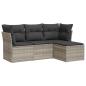 Preview: 4-tlg. Garten-Sofagarnitur mit Kissen Hellgrau Poly Rattan