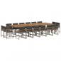 Preview: 17-tlg. Garten-Essgruppe mit Kissen Grau Poly Rattan