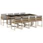 Preview: 9-tlg. Garten-Essgruppe mit Kissen Beigemischung Poly Rattan