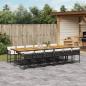 Preview: ARDEBO.de - 13-tlg. Garten-Essgruppe mit Kissen Schwarz Poly Rattan