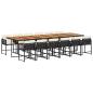 Preview: 13-tlg. Garten-Essgruppe mit Kissen Schwarz Poly Rattan