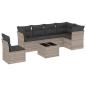 Preview: 7-tlg. Garten-Sofagarnitur mit Kissen Hellgrau Poly Rattan