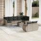 Preview: ARDEBO.de - 10-tlg. Garten-Sofagarnitur mit Kissen Hellgrau Poly Rattan