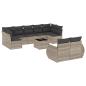 Preview: 10-tlg. Garten-Sofagarnitur mit Kissen Hellgrau Poly Rattan