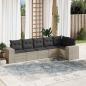Preview: ARDEBO.de - 6-tlg. Garten-Sofagarnitur mit Kissen Hellgrau Poly Rattan