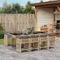 Preview: ARDEBO.de - 9-tlg. Garten-Essgruppe mit Kissen Beigemischung Poly Rattan