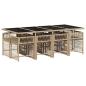 Preview: 9-tlg. Garten-Essgruppe mit Kissen Beigemischung Poly Rattan