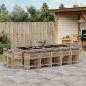 Preview: ARDEBO.de - 15-tlg. Garten-Essgruppe mit Kissen Beigemischung Poly Rattan