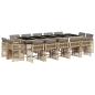 Preview: 15-tlg. Garten-Essgruppe mit Kissen Beigemischung Poly Rattan