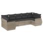 Preview: 7-tlg. Garten-Sofagarnitur mit Kissen Hellgrau Poly Rattan