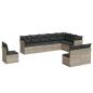Preview: 10-tlg. Garten-Sofagarnitur mit Kissen Hellgrau Poly Rattan