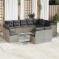 Preview: ARDEBO.de - 12-tlg. Garten-Sofagarnitur mit Kissen Hellgrau Poly Rattan