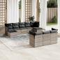 Preview: ARDEBO.de - 10-tlg. Garten-Sofagarnitur mit Kissen Hellgrau Poly Rattan