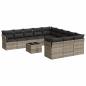 Preview: 12-tlg. Garten-Sofagarnitur mit Kissen Hellgrau Poly Rattan