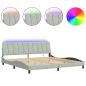 Preview: Bettgestell mit LED-Leuchten Hellgrau 200x200 cm Samt