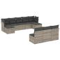 Preview: 10-tlg. Garten-Sofagarnitur mit Kissen Hellgrau Poly Rattan