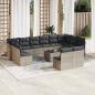 Preview: ARDEBO.de - 13-tlg. Garten-Sofagarnitur mit Kissen Hellgrau Poly Rattan