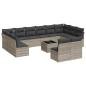 Preview: 13-tlg. Garten-Sofagarnitur mit Kissen Hellgrau Poly Rattan