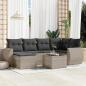 Preview: ARDEBO.de - 7-tlg. Garten-Sofagarnitur mit Kissen Hellgrau Poly Rattan
