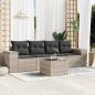 Preview: ARDEBO.de - 5-tlg. Garten-Sofagarnitur mit Kissen Hellgrau Poly Rattan