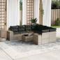 Preview: ARDEBO.de - 9-tlg. Garten-Sofagarnitur mit Kissen Hellgrau Poly Rattan