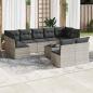 Preview: ARDEBO.de - 10-tlg. Garten-Sofagarnitur mit Kissen Hellgrau Poly Rattan
