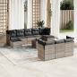 Preview: ARDEBO.de - 11-tlg. Garten-Sofagarnitur mit Kissen Hellgrau Poly Rattan