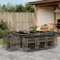 Preview: ARDEBO.de - 11-tlg. Garten-Essgruppe mit Kissen Grau Poly Rattan