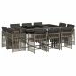 Preview: 11-tlg. Garten-Essgruppe mit Kissen Grau Poly Rattan