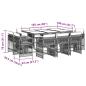 Preview: 11-tlg. Garten-Essgruppe mit Kissen Grau Poly Rattan