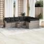 Preview: ARDEBO.de - 10-tlg. Garten-Sofagarnitur mit Kissen Hellgrau Poly Rattan