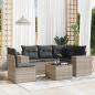 Preview: ARDEBO.de - 6-tlg. Garten-Sofagarnitur mit Kissen Hellgrau Poly Rattan