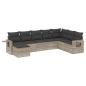 Preview: 8-tlg. Garten-Sofagarnitur mit Kissen Hellgrau Poly Rattan