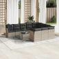 Preview: ARDEBO.de - 11-tlg. Garten-Sofagarnitur mit Kissen Hellgrau Poly Rattan