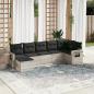 Preview: ARDEBO.de - 7-tlg. Garten-Sofagarnitur mit Kissen Hellgrau Poly Rattan